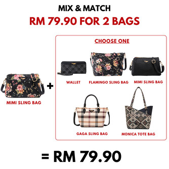 MIMI SLING BAG - FLORAL BP, BLACK